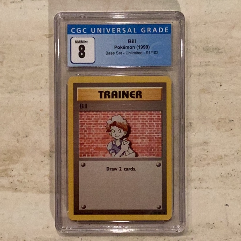 1999 Pokemon Base Set Shadowless #91 Bill 91/102 CGC 8 TCG WOTC Trainer